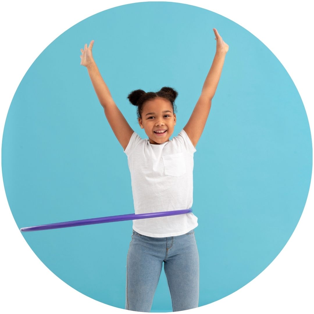 school readiness gross motor girl with hula hoop