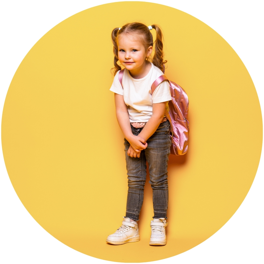 school readiness girl wearing backpack